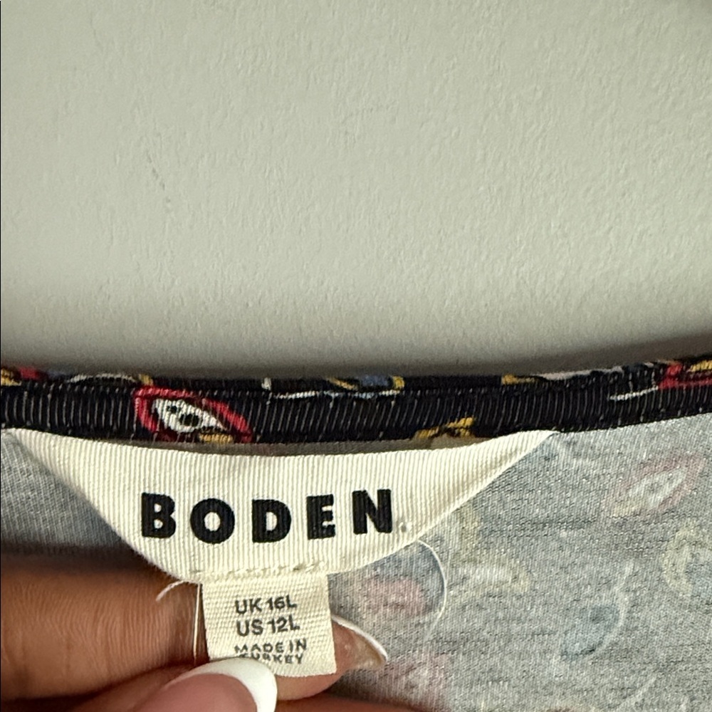 Boden Willow Jersey Dress Tulip Bud Black Multicolor 12L - Picture 6 of 11